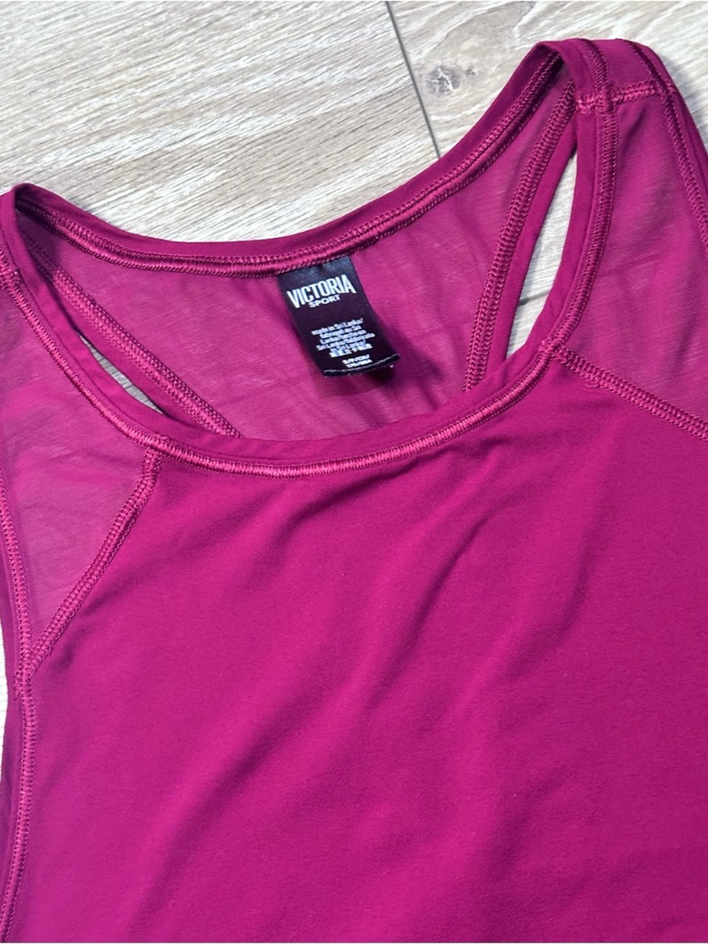 Victoria Sport Maroon Racerback Mesh Active Tank Top - Picture 6 of 12